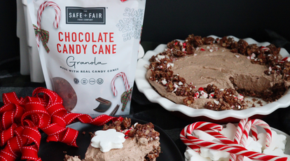 Chocolate Candy Cane Granola Pie