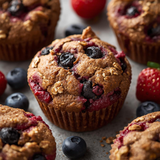 Triple Berry High-Fiber Flourless Muffins