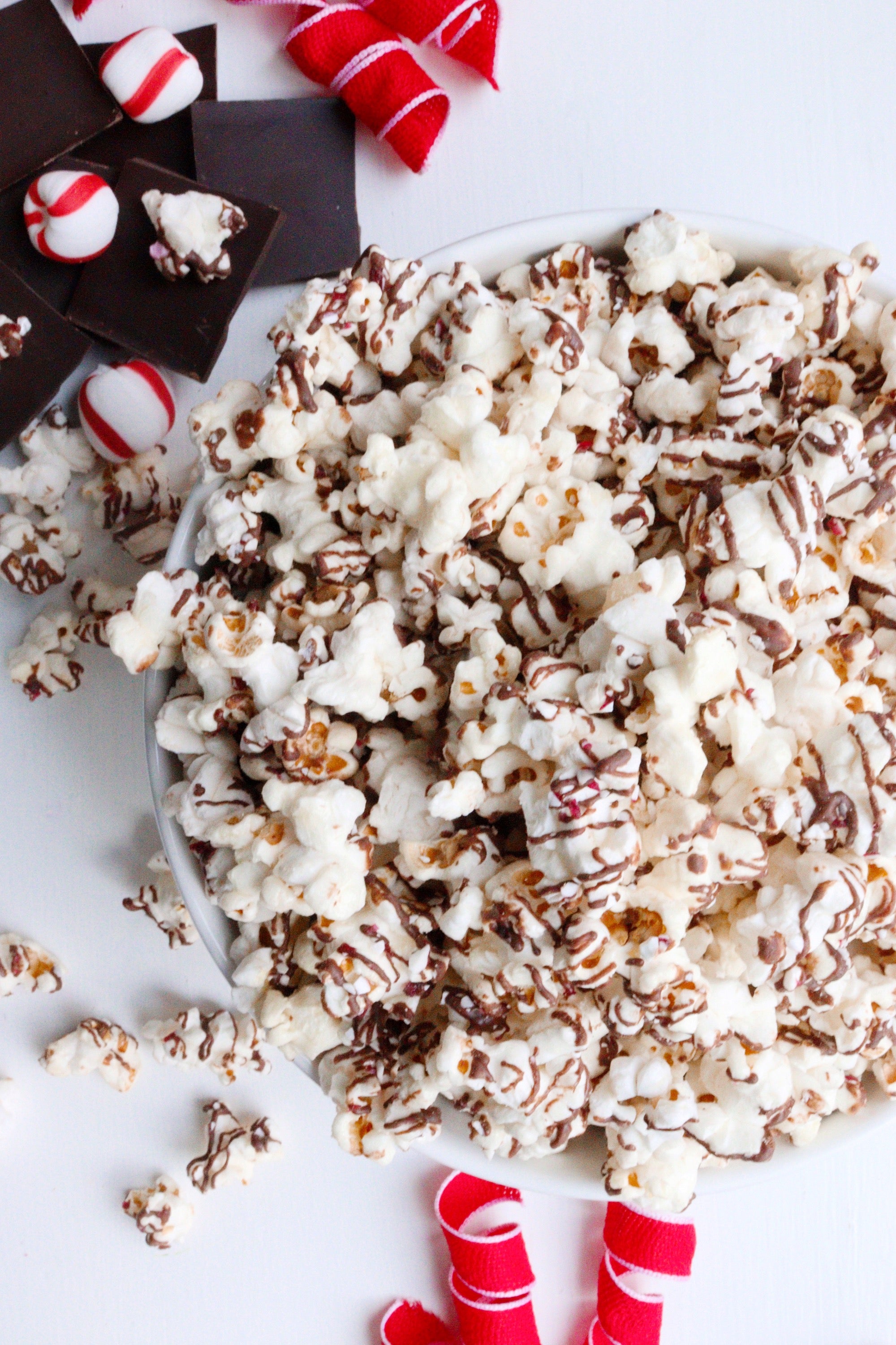 Chocolaty Candy Cane Drizzled Popcorn Pack – Safe + Fair
