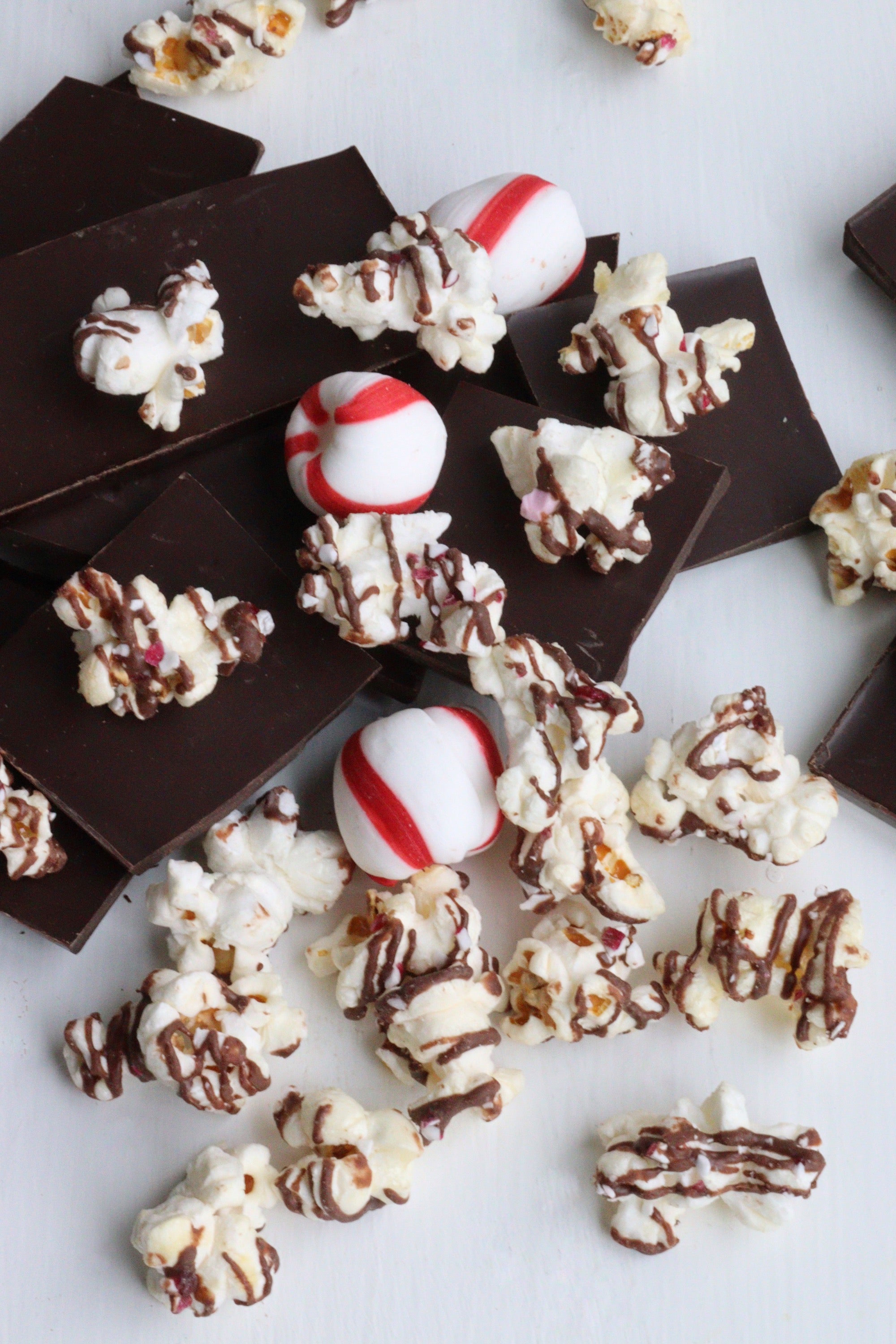 Chocolaty Candy Cane Drizzled Popcorn Pack – Safe + Fair