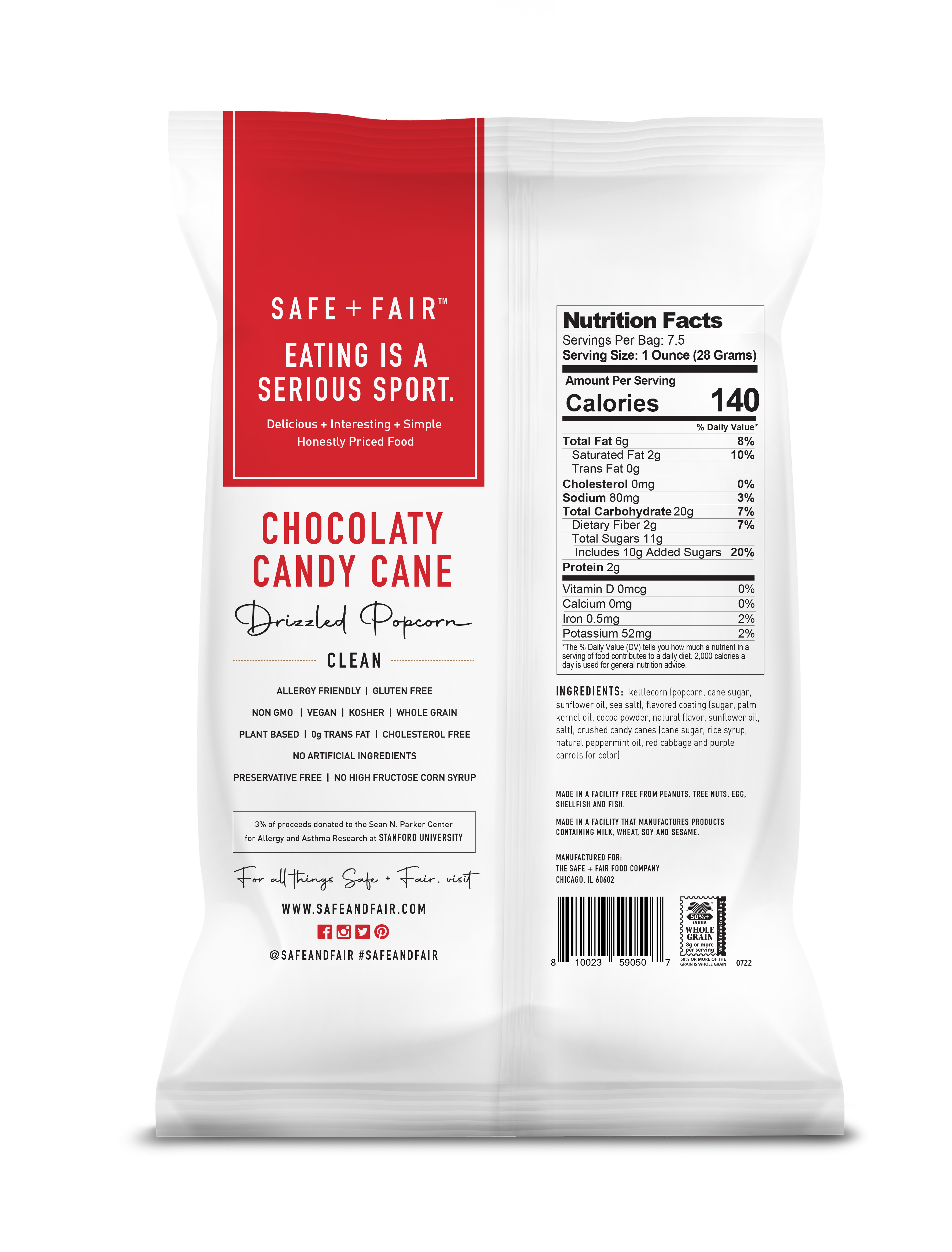 Chocolaty Candy Cane Drizzled Popcorn Pack
